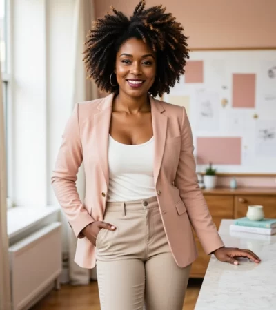 Confident woman interior designer in her studio