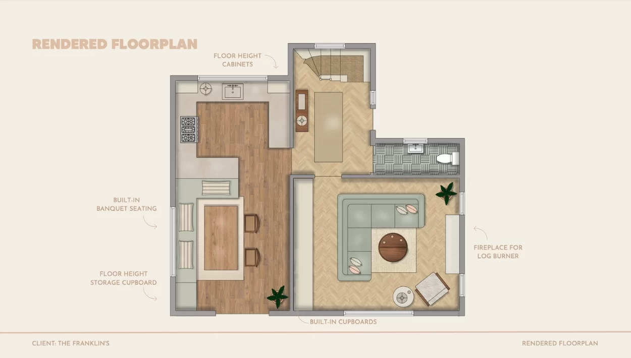 2D CAD drawing of a floor plan, rendered for stylistic effect