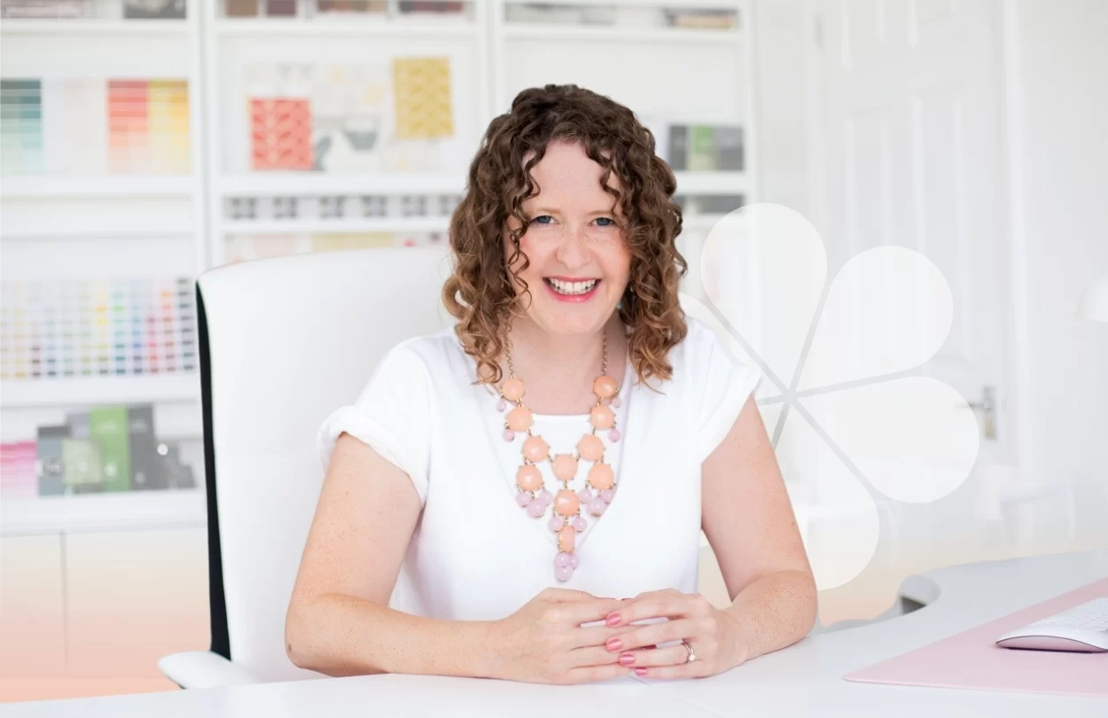Kate Hatherell, founder of The Interior Designers Hub, at her desk