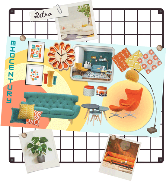 A rotating carousel of student mood boards